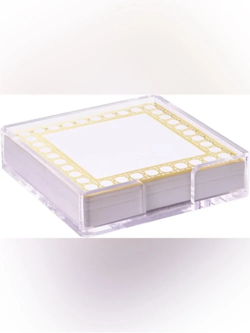 Lilly Pulitzer Office White Metallic Gold Tone Trim Acrylic Stationery Note Pad